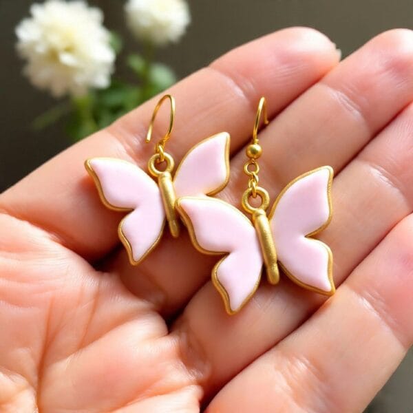 Petal Pink Butterfly Drop Earrings