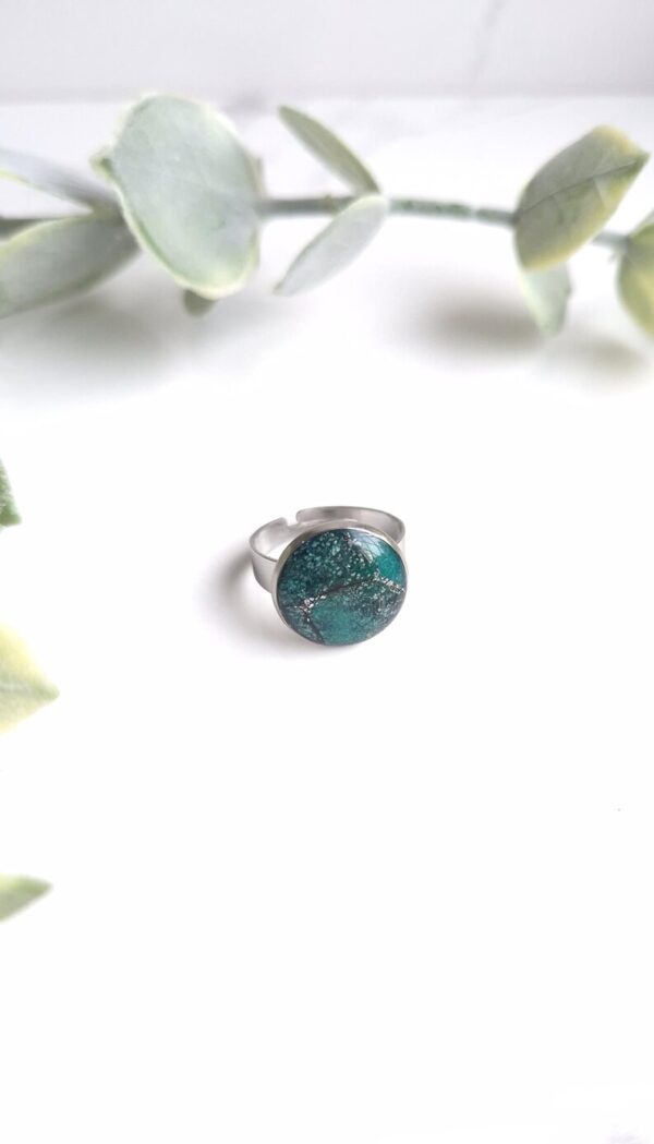 green & black marble statement ring