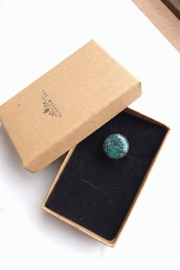 green & black marble statement ring